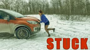 Irina Black tights of ballet shots stuck in the snow_4K_ full video 15 min