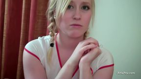 Satine Spark's British nurse outfit and sloppy blowjob skills make him cum hard