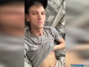 Skinny dude jerking off his dick solo