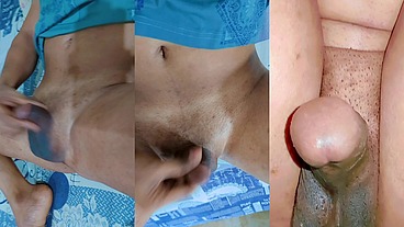 Twink with small penis funny masturbating and pissing