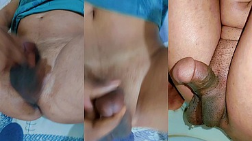 Twink with small penis funny masturbating and pissing