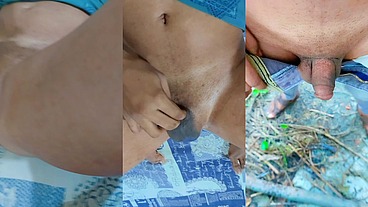 Twink with small penis funny masturbating and pissing