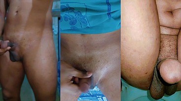 Twink with small penis funny masturbating and pissing