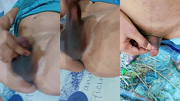 Twink with small penis funny masturbating and pissing