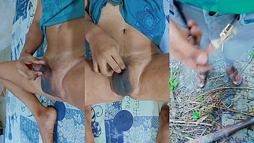 Twink with small penis funny masturbating and pissing