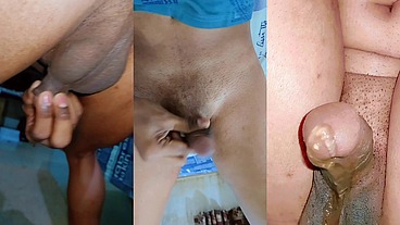 Twink with small penis funny masturbating and pissing