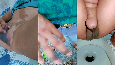 Twink with small penis funny masturbating and pissing