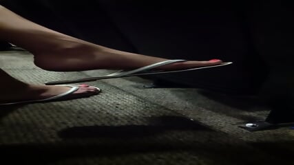 Cute Hot Blonde In Lecture Plays With Her Sexy High-arched Feet