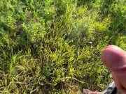 jerking off in the field, lots of cum