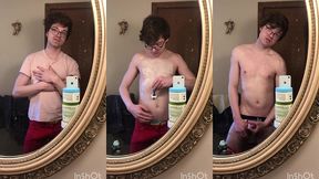 sexy twink niko springs shaves his hot body and shows off his big cock