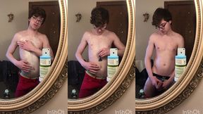 sexy twink niko springs shaves his hot body and shows off his big cock