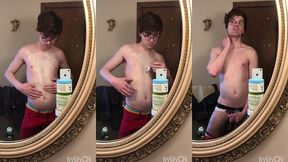 sexy twink niko springs shaves his hot body and shows off his big cock