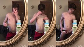sexy twink niko springs shaves his hot body and shows off his big cock