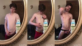 sexy twink niko springs shaves his hot body and shows off his big cock