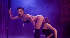 This scene is fire sexy as tranny Ariel Demure fuck rough on stage