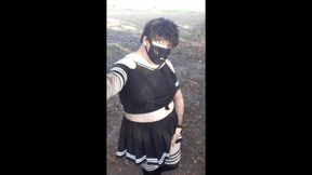 Chubby Femboy crossdressing in Public