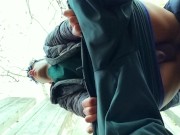 Public bareback quickie and cum inside twink
