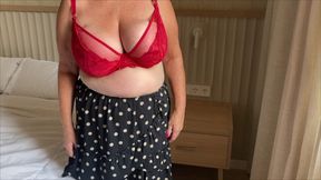 Mrs Mature Feet in Red Bra and Kinky Panties