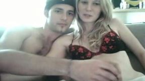 Hot blonde sucks my big shaft on a web camera