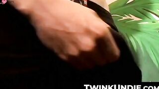 TwinkUndie.com - Skinny young twink's intense jerk off and creamy finale in his tight