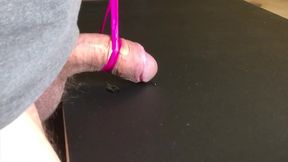 Ribbon Choked Cock Brushed to Gushing Stamina Cum Blast