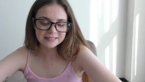 A bespectacled nerd practices her anatomy knowledge on her stepbrother's cock.