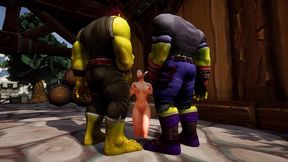 elf has a threesome with two orcs - warcraft porn parody