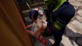 elf has a threesome with two orcs - warcraft porn parody