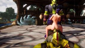 elf has a threesome with two orcs - warcraft porn parody