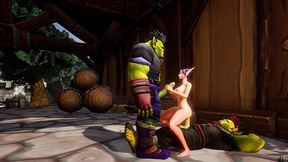 elf has a threesome with two orcs - warcraft porn parody