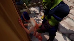 elf has a threesome with two orcs - warcraft porn parody