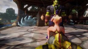 elf has a threesome with two orcs - warcraft porn parody