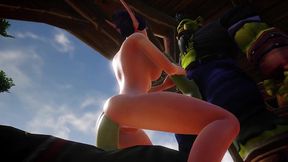elf has a threesome with two orcs - warcraft porn parody