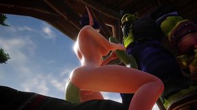 elf has a threesome with two orcs - warcraft porn parody