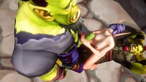 elf has a threesome with two orcs - warcraft porn parody
