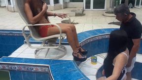 Shoe worship for both of them