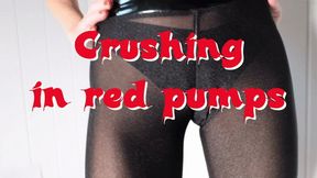 Crushing in red high-heels