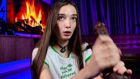 Colorful Intensity: Pink Leggings & Floor Clit Play