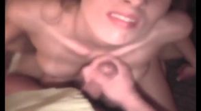 Blonde slut smoking ca cigarette while getting jizzed on tits