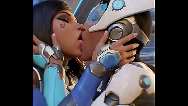 Pharah x Symmetra lesbian kissing (Overwatch/AI generated)