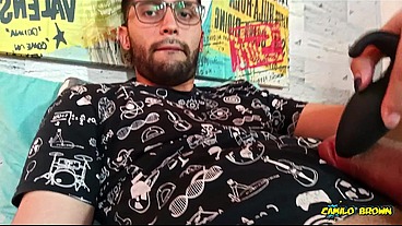 Massaging my big uncut cock with a strong vibrator until I peecum a nice one It felt so damn good!