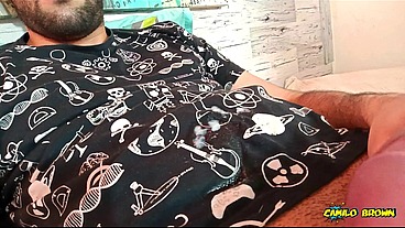 Massaging my big uncut cock with a strong vibrator until I peecum a nice one It felt so damn good!