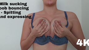 Bouncing and sucking my milky tits