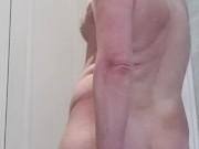 Wanking my throbbing cock and fucking my ass with a dildo until I shoot my load.