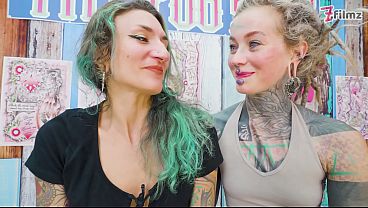 Tattoo Threesome Turns Anal Heavily Inked Artist Fucks Friends Ass While Inking &amp_ Cums on Fresh Tattoo