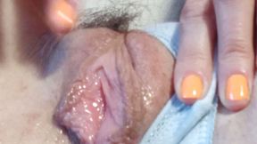 Fleshy lips close up very wet
