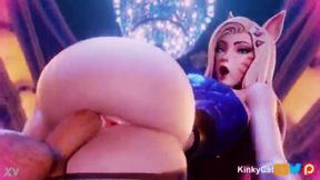 Ahri KDA seduces in a steamy hentai 3D scene with intense passion