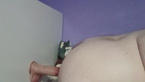 Trying to make a giant dildo fit in my tight virgin hole