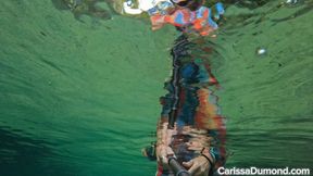 Multicolor dress underwater in the spring current