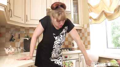 pregnant future mommy Marta begins to give birth and goes to the bathroom